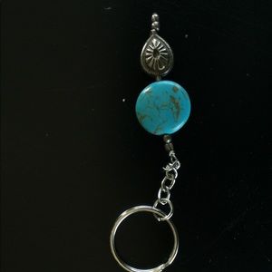 Turquoise stone silver key chain